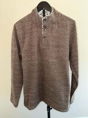 Departwest Mens Quarter Snap Pullover Sweater Medium Brown Aztec Print‎ Collar-M